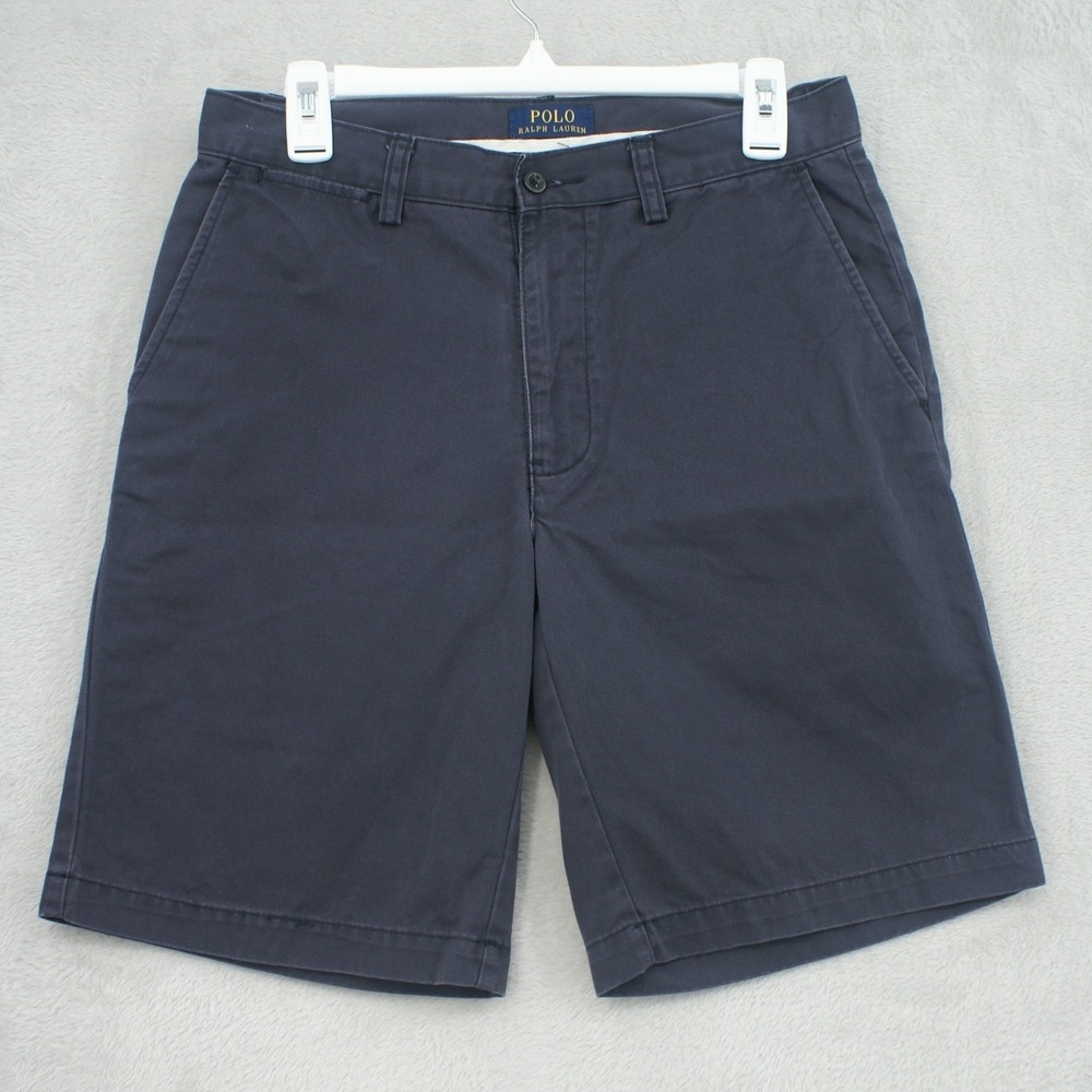 Polo Ralph Lauren Mens Navy Blue Chino Shorts Size 29 Cotton Twill Flat Front